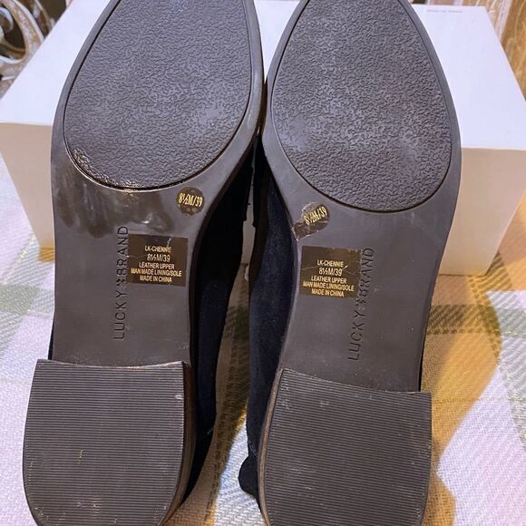 Lucky brand soft comfortable ebony onyx black suede lounge loafers 8.5 boho - Picture 6 of 8